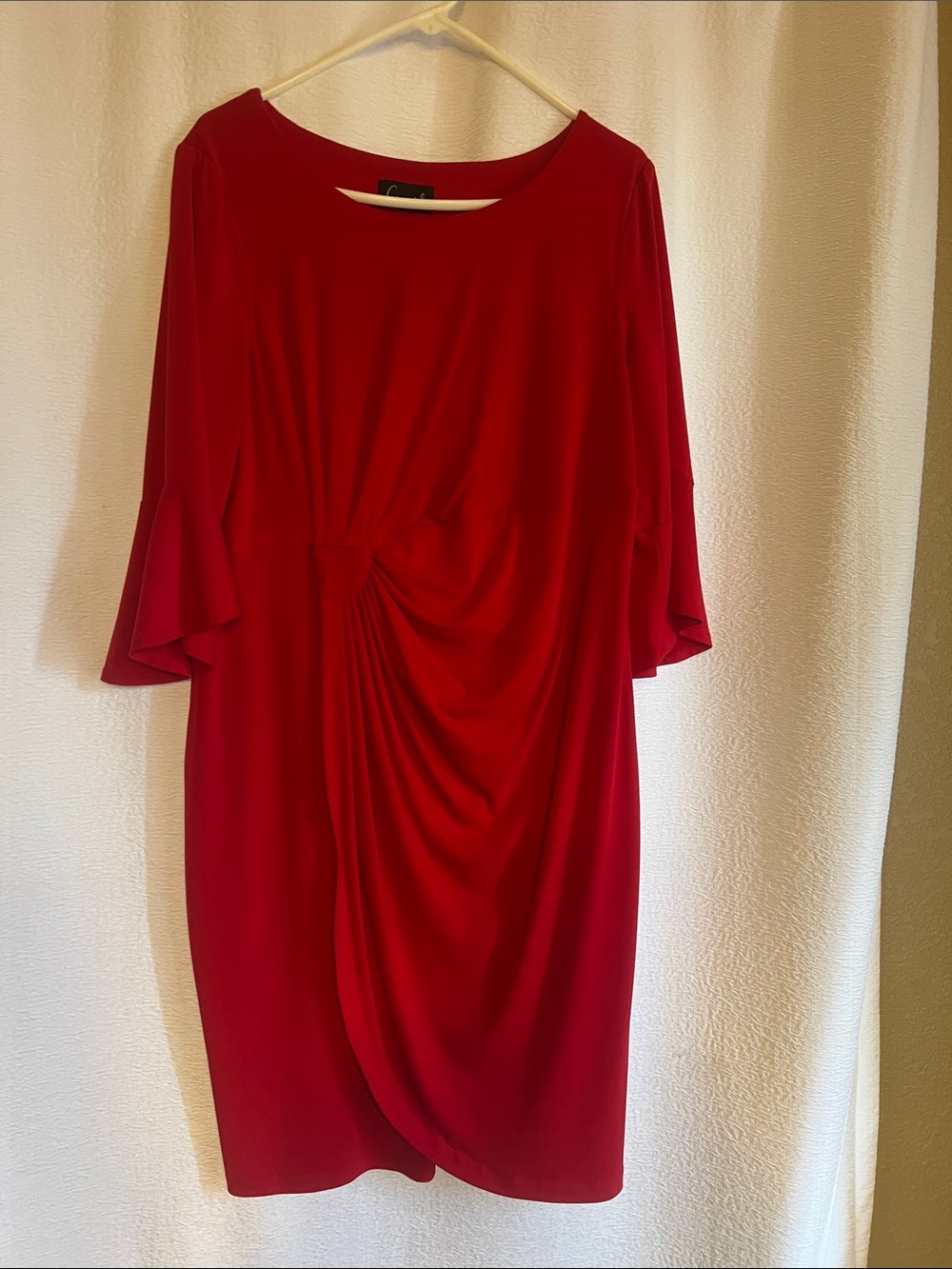 connected apparel Red Twist-Detail Midi Dress